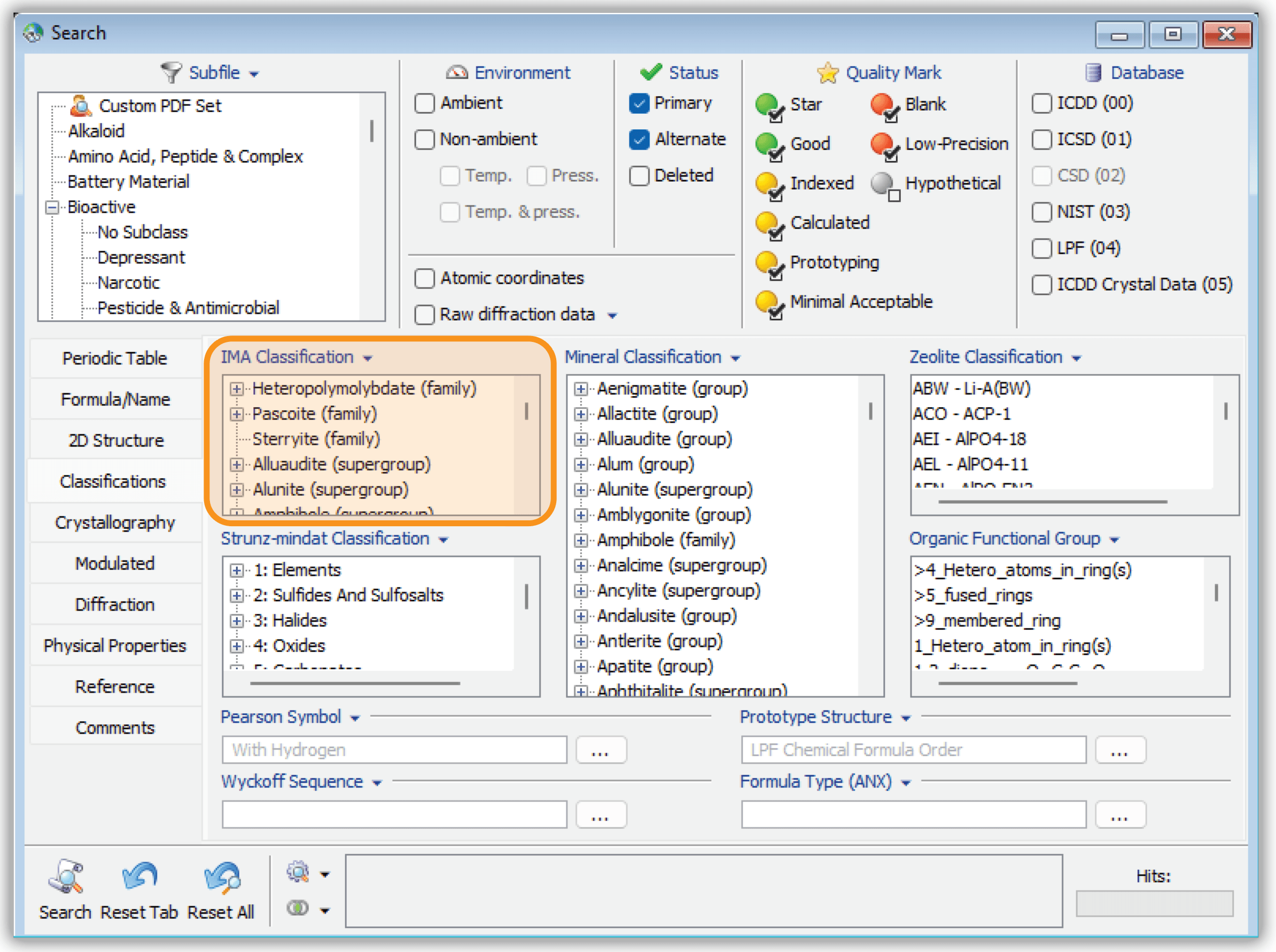 IMA Classification Search IMA Classification Search